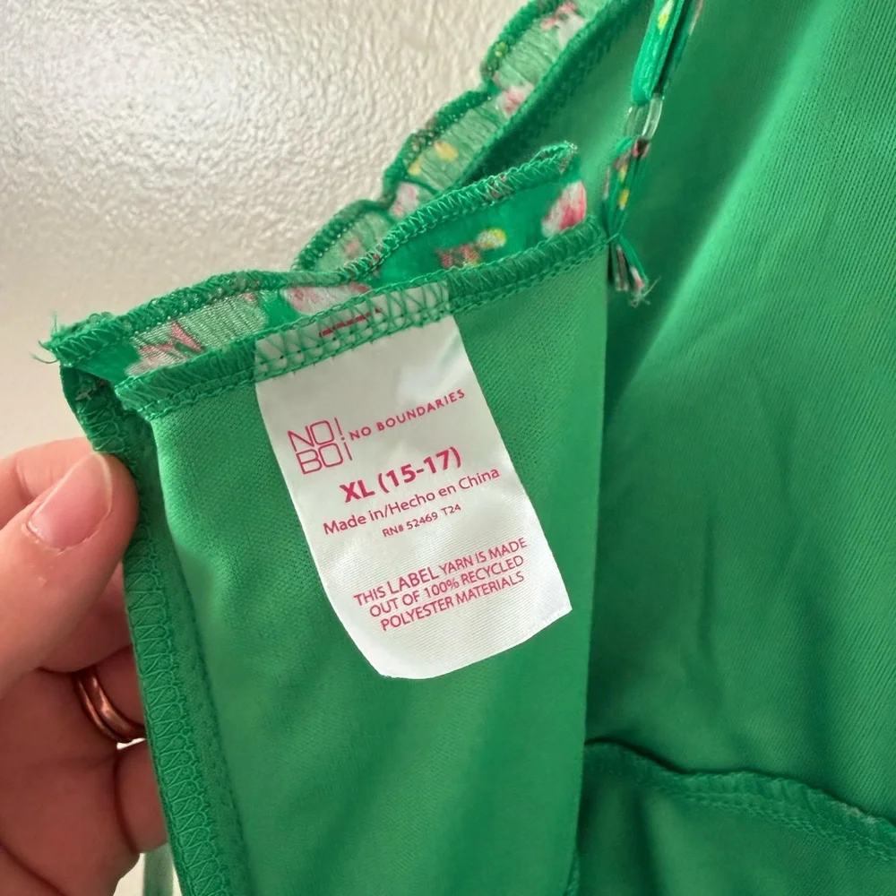 NWT Green Ditsy Floral Ruffle Midi Dress Size XL (15-17 Juniors) Spring - Picture 8 of 11